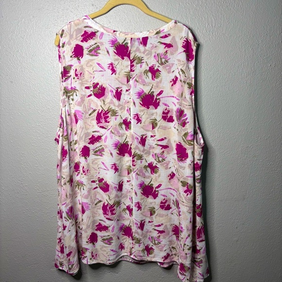 Lane Bryant Floral Sleeveless Top Plus Flowy Tunic Casual Cool Cottage Sz. 28p - Picture 4 of 5
